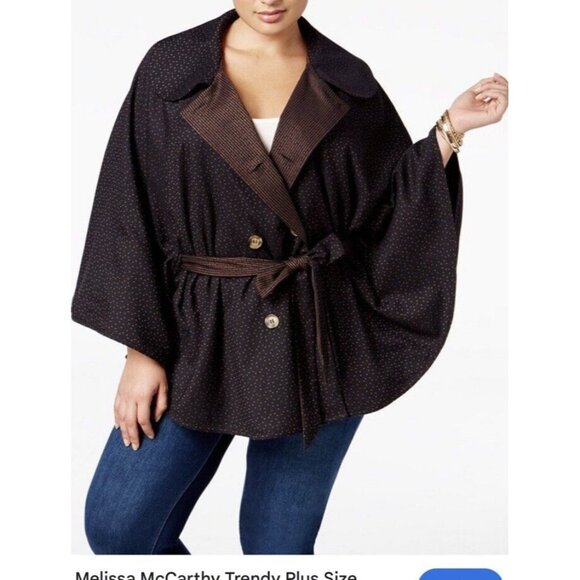 NWT Melissa McCarthy Seven 7 womens 3X Reversible cape navy blue & gold bronze - Picture 1 of 7